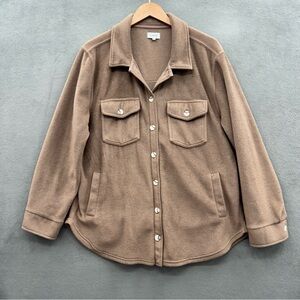 Weekends Everyday Women's XL Brown Button Front Shacket Shirt Jacket